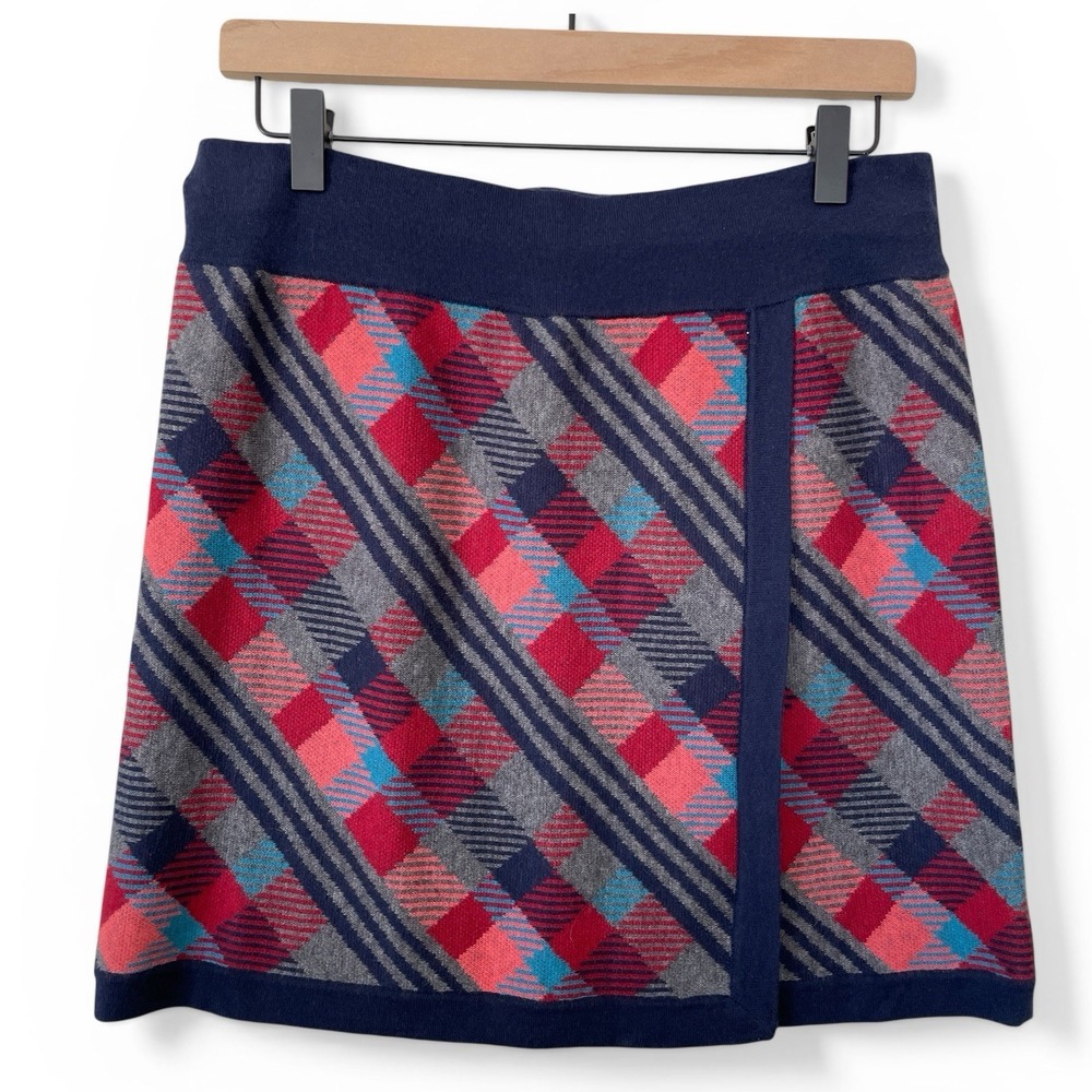 Title Nine Plaid Merino Wool Blend Skirt Women's M Pull On Activewear Outdoor